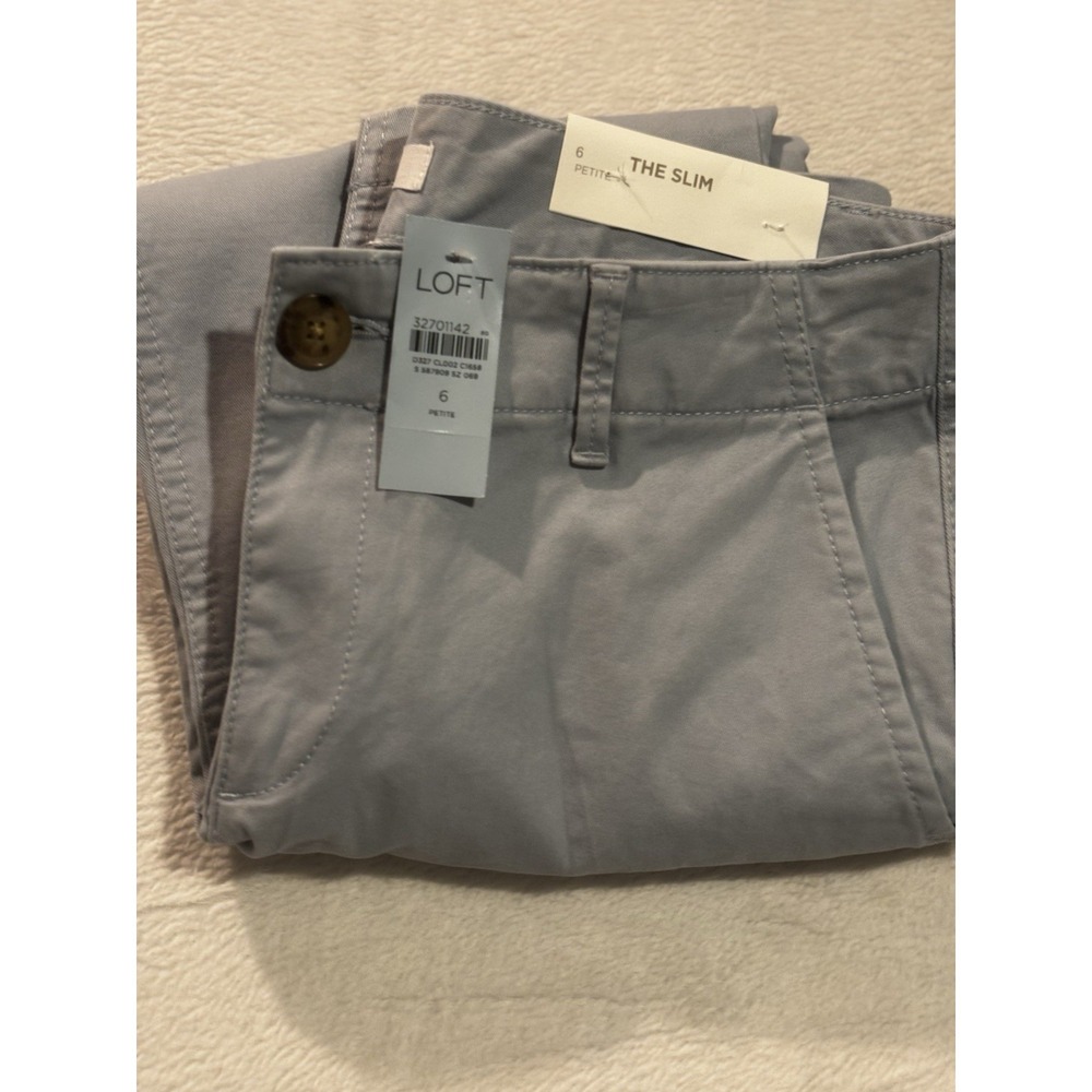 NEW‎ Ann Taylor Loft Women's Dress Pants Size 6P The Slim Light Blue Petite 23"